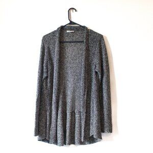 Eileen Fisher Open Front Knit Cardigan Size M Gray Marled Sweater